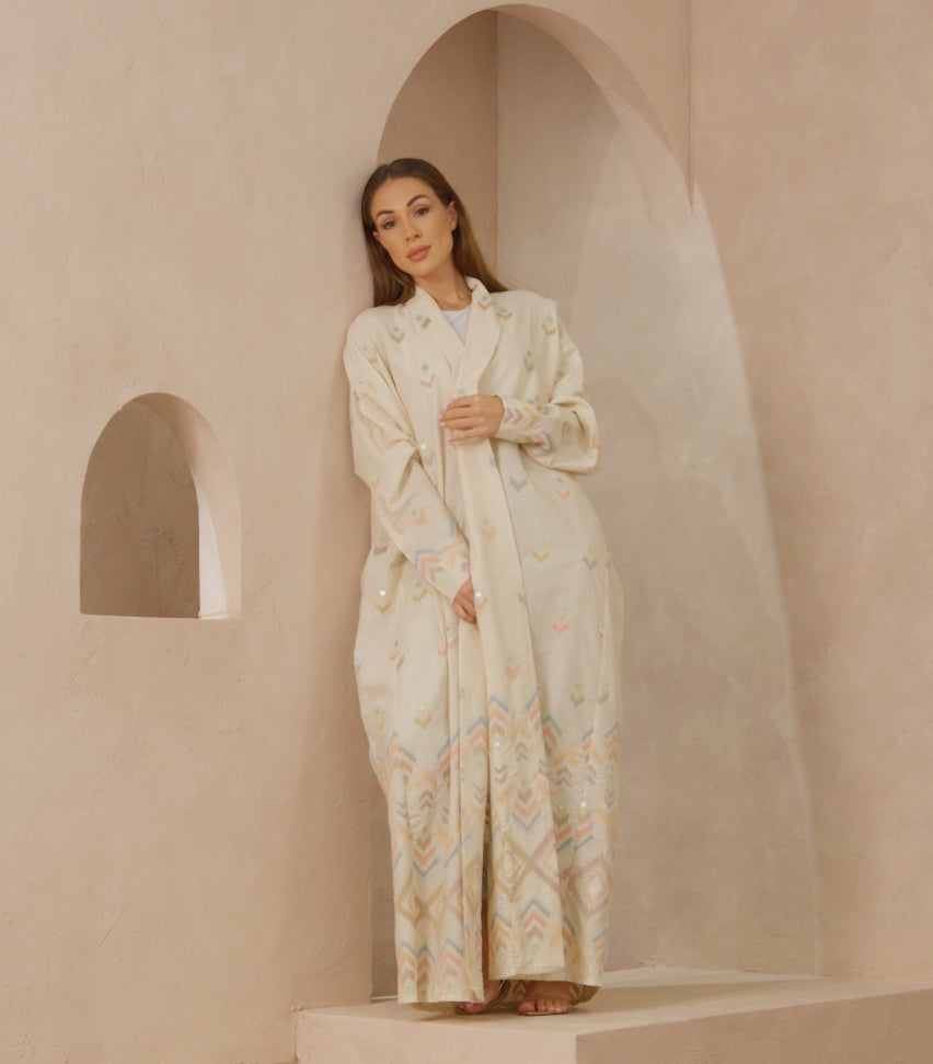 Pastel Embroidered Abaya